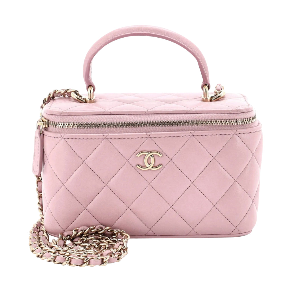 Luxury Pink Leather Vanity Handbag Elegant Women Style