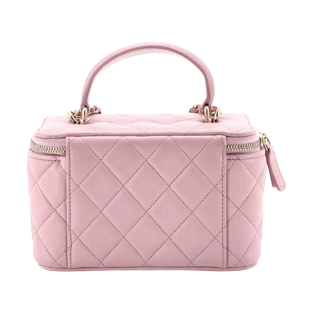 Luxury Pink Leather Vanity Handbag Elegant Women Style