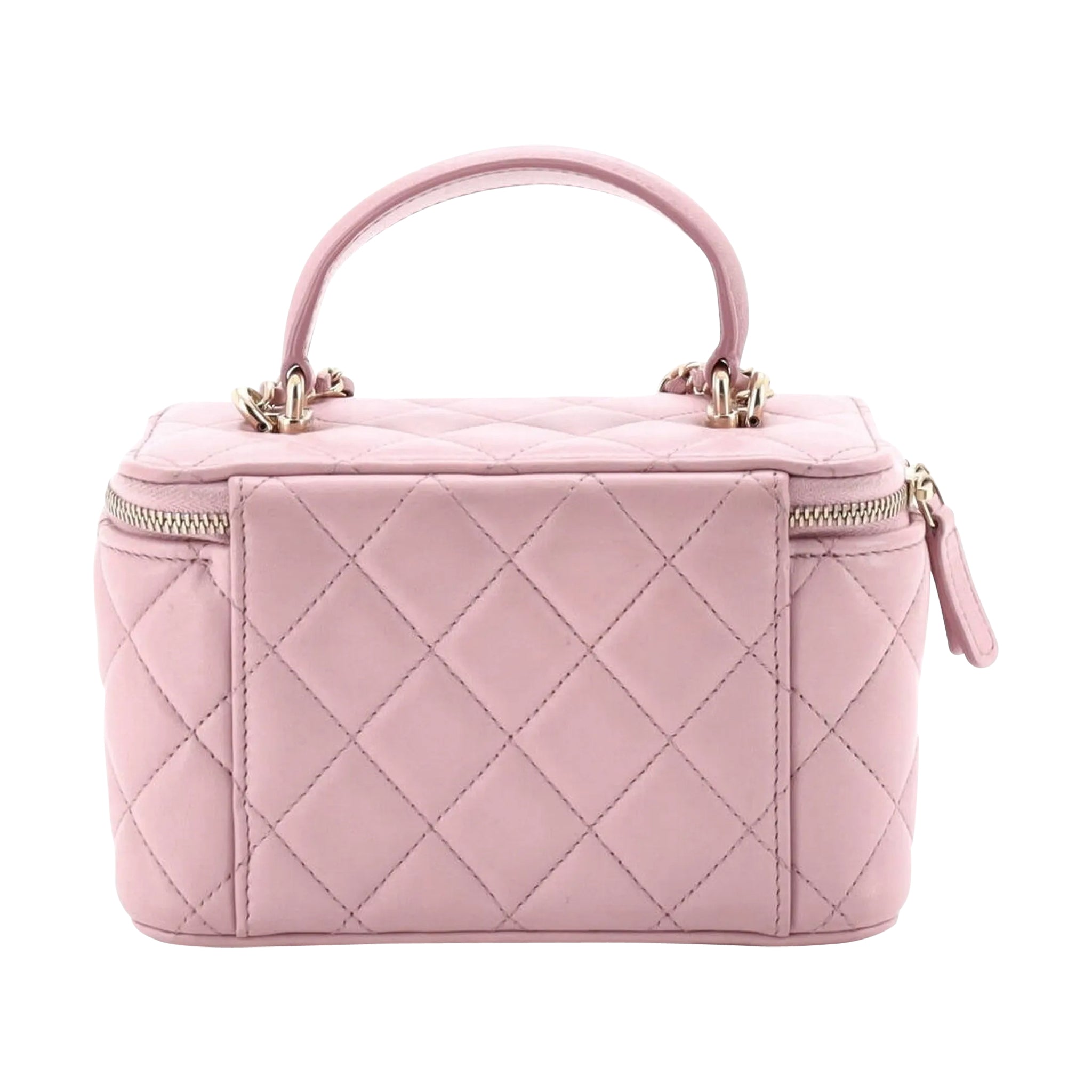Luxury Pink Leather Vanity Handbag Elegant Women Style