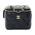 Luxury Black Leather Vanity Handbag Elegant Women Style
