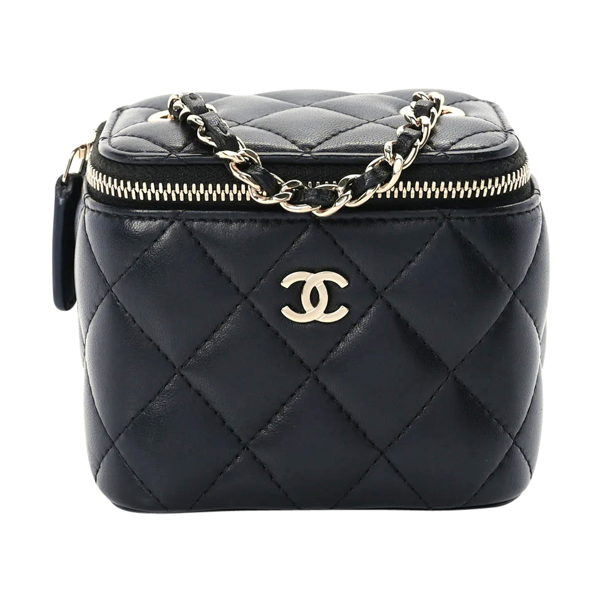 Luxury Black Leather Vanity Handbag Elegant Women Style
