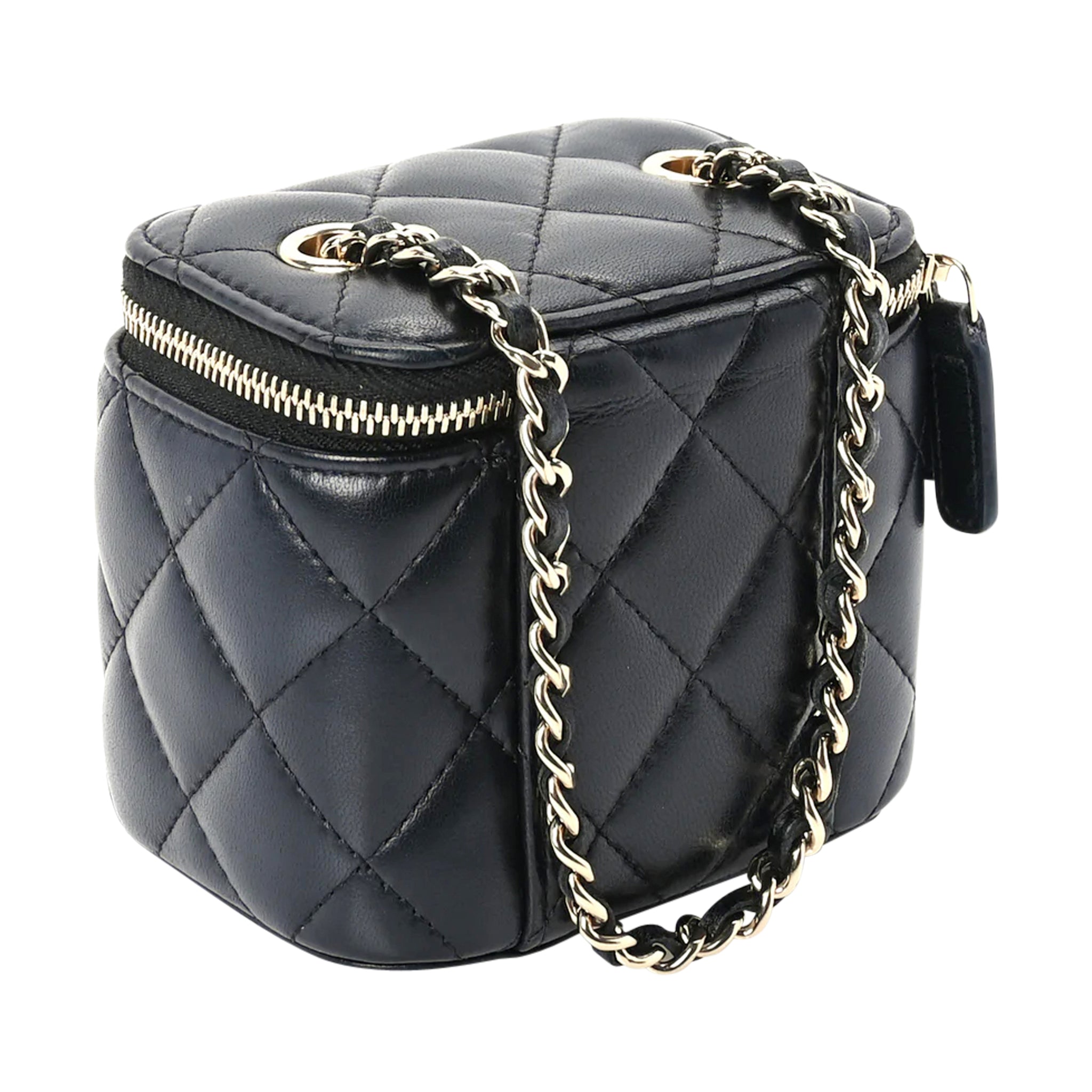 Luxury Black Leather Vanity Handbag Elegant Women Style