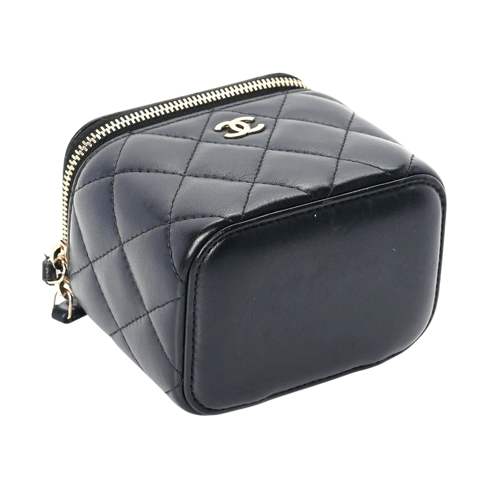 Luxury Black Leather Vanity Handbag Elegant Women Style