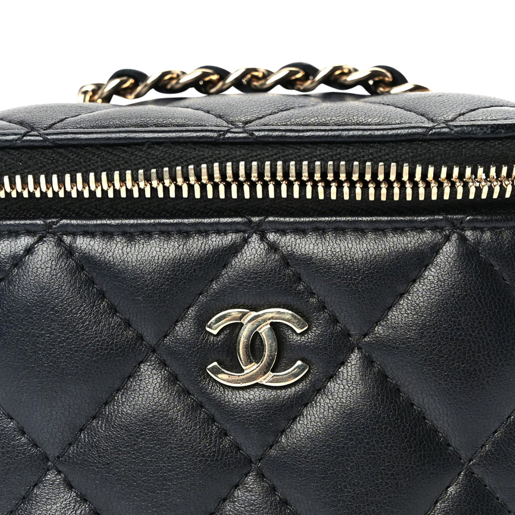 Luxury Black Leather Vanity Handbag Elegant Women Style