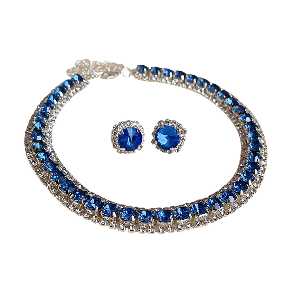 Luxury Square Necklace Earrings Set Elegant Women Jewelry (Gold)