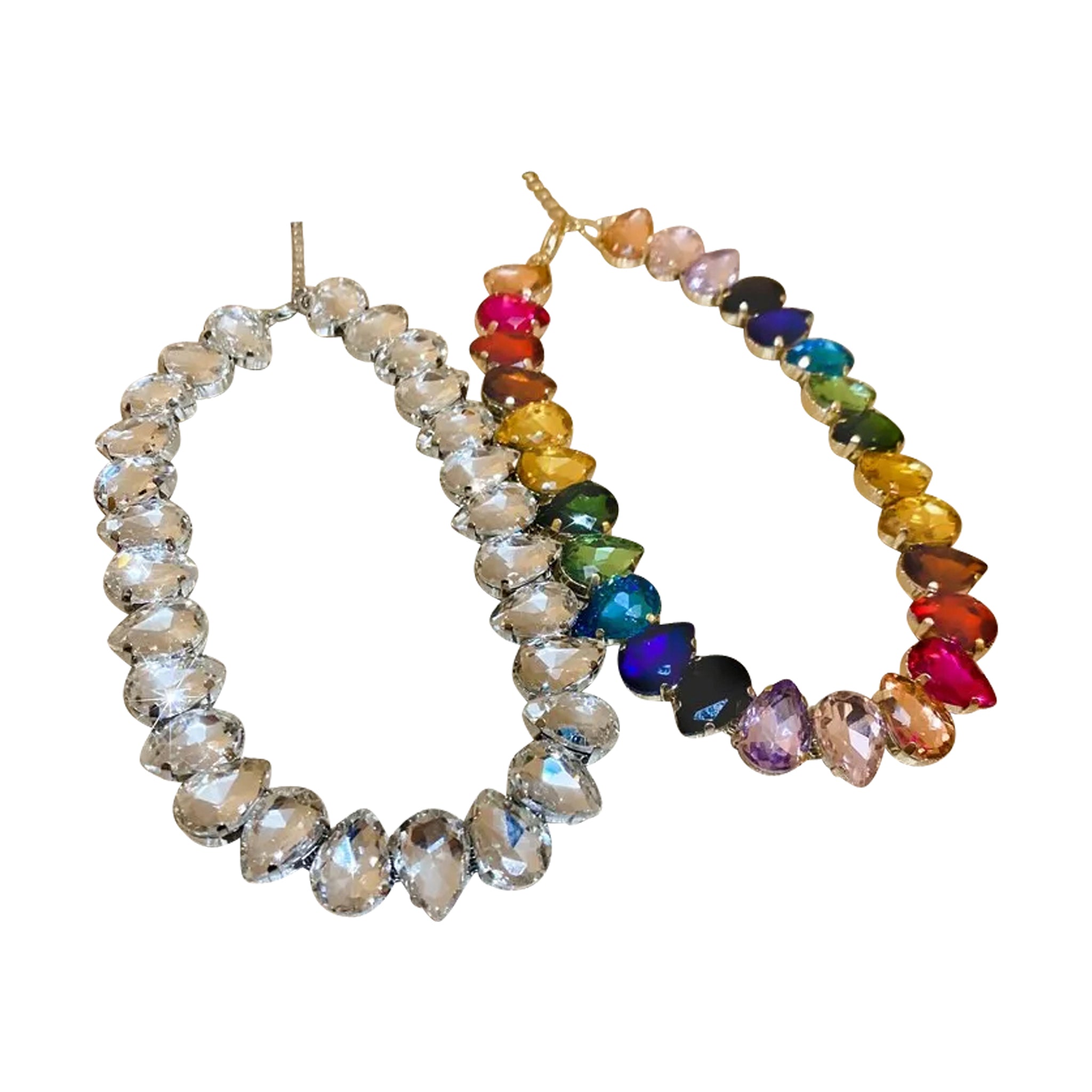 Rhinestone Water Drop Choker Women Luxury Necklace (Clear)