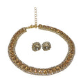 Luxury Square Necklace Earrings Set Elegant Women Jewelry (Champagne)