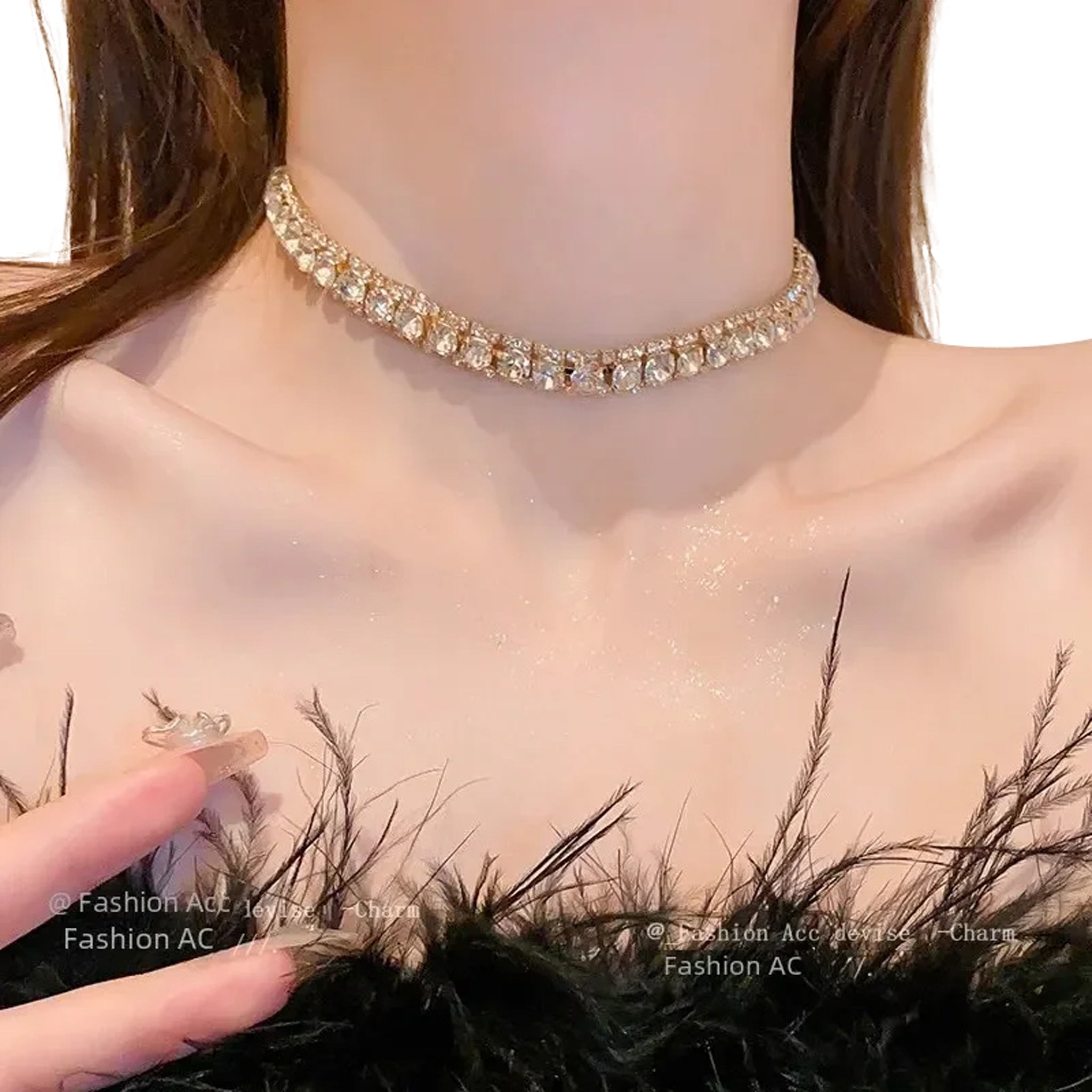 Luxury Square Necklace Earrings Set Elegant Women Jewelry (Colorful)