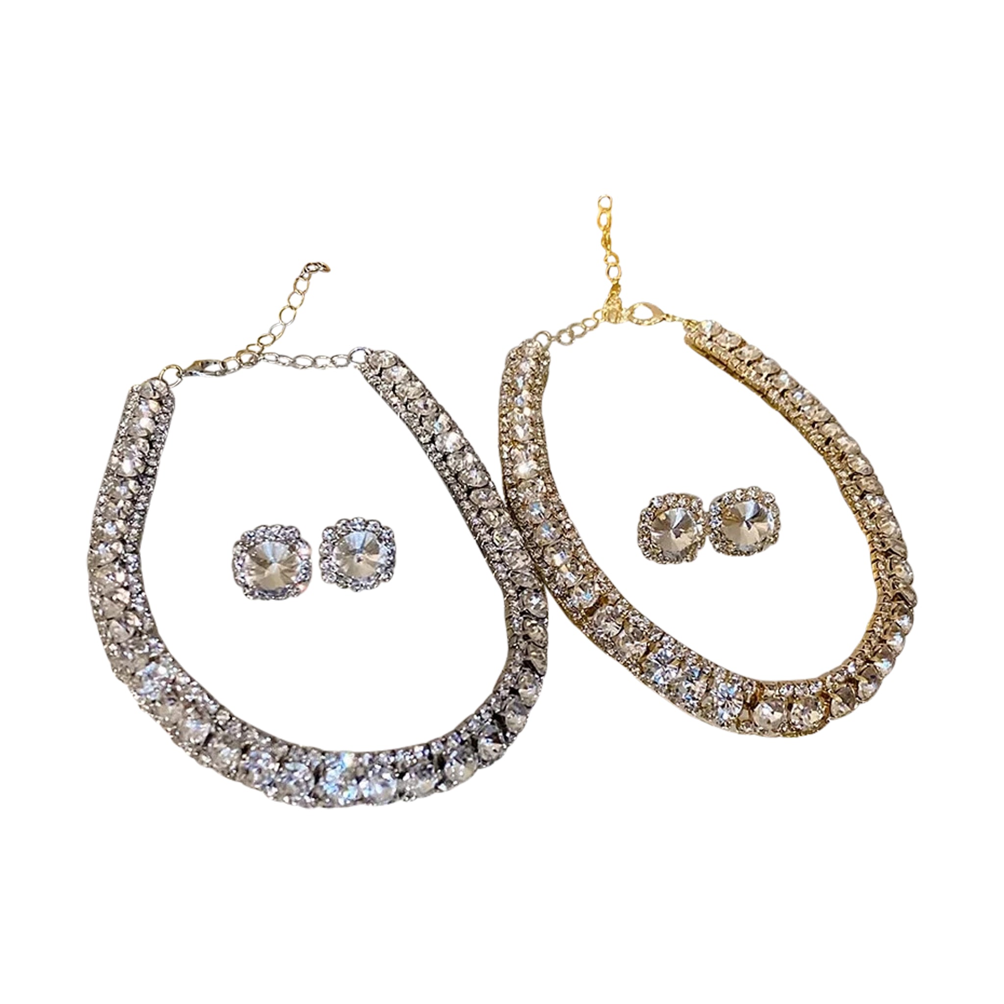Luxury Square Necklace Earrings Set Elegant Women Jewelry (Colorful)