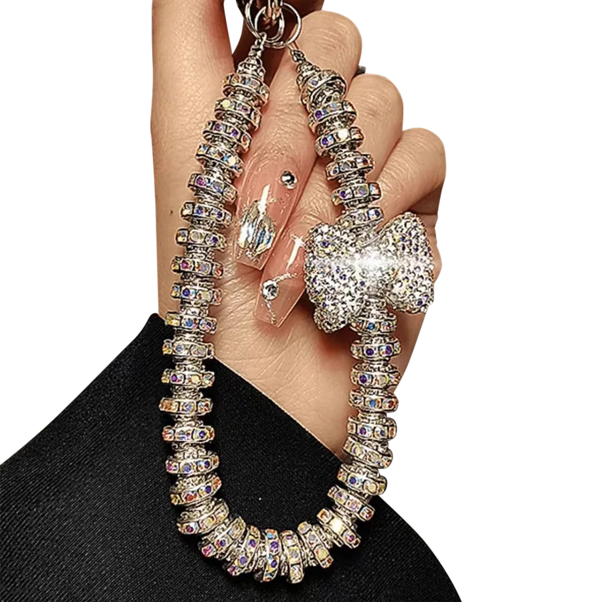Diamond Bow Phone Lanyard Rhinestone Wrist Strap Charm.
