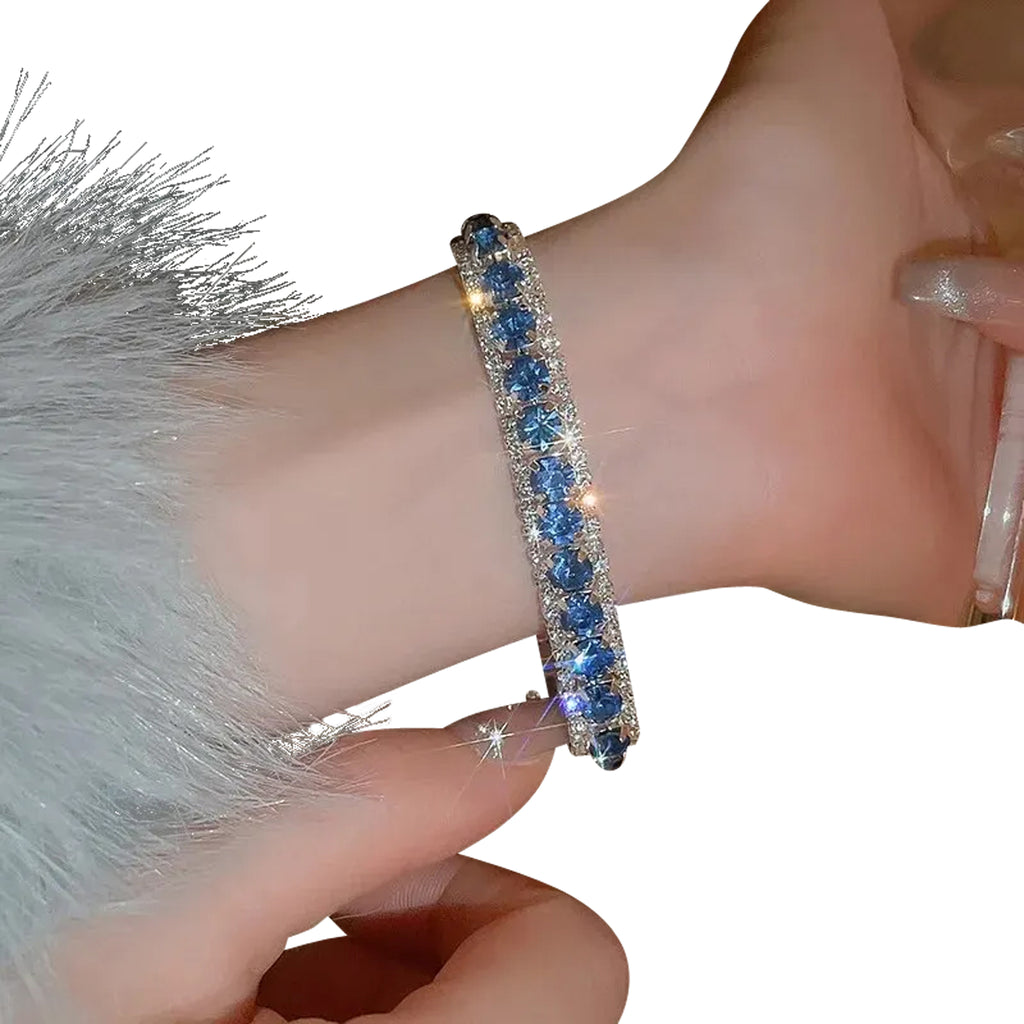 Luxury Blue Rhinestone Clasp Bracelet Women