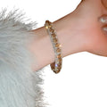 Rhinestone Clasp Bracelet Elegant Women Accessory (Gold)