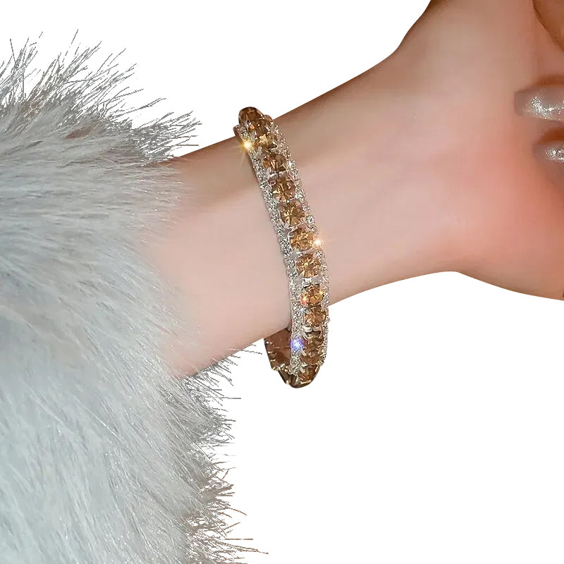 Rhinestone Clasp Bracelet Elegant Women Accessory (Gold)