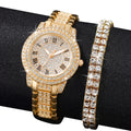 Luxury Gold Diamond Watch Bracelet Set Women Quartz (Gold)