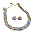 Luxury Square Necklace Earrings Set Elegant Women Jewelry (Colorful)