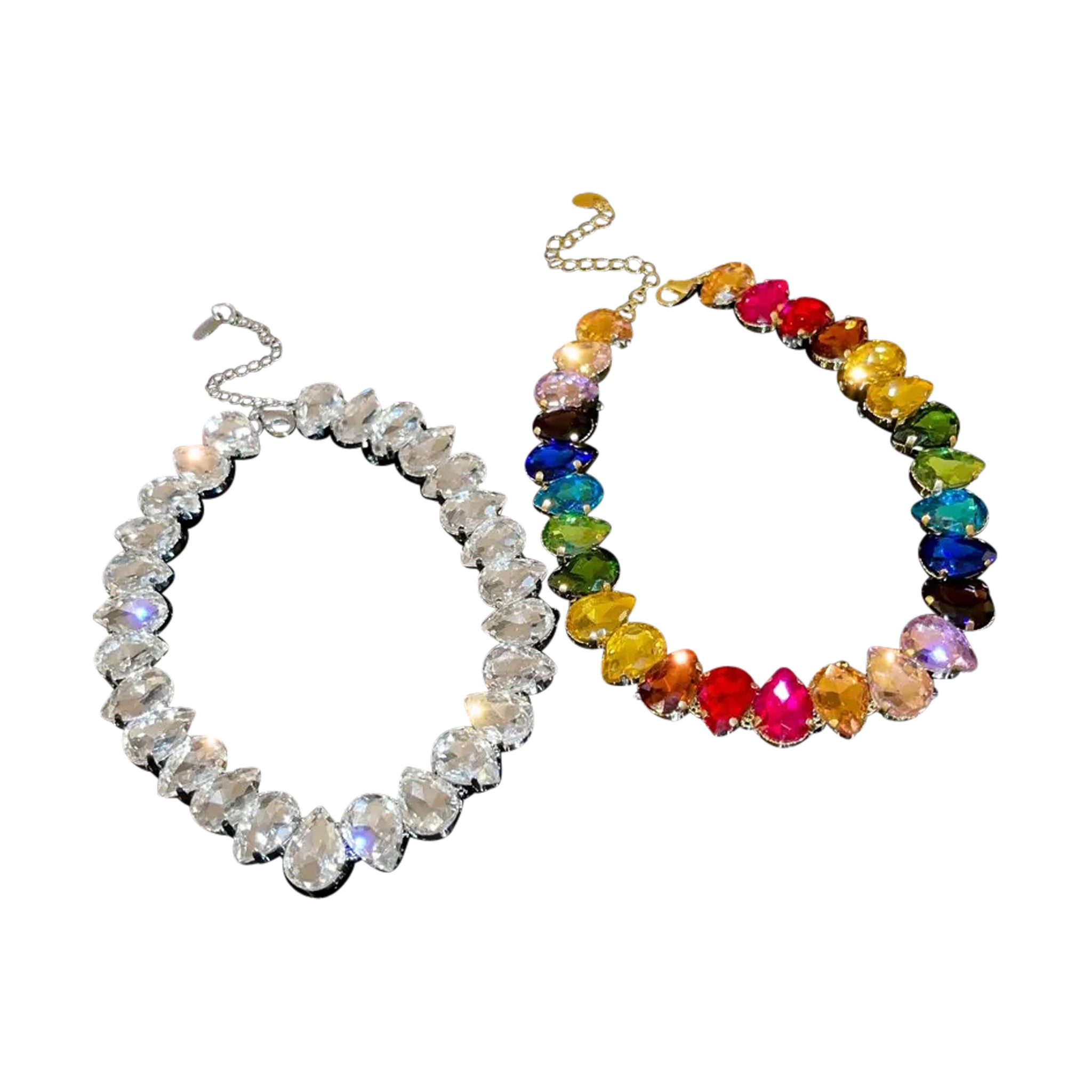 Colorful Rhinestone Water Drop Choker Women Luxury Necklace.