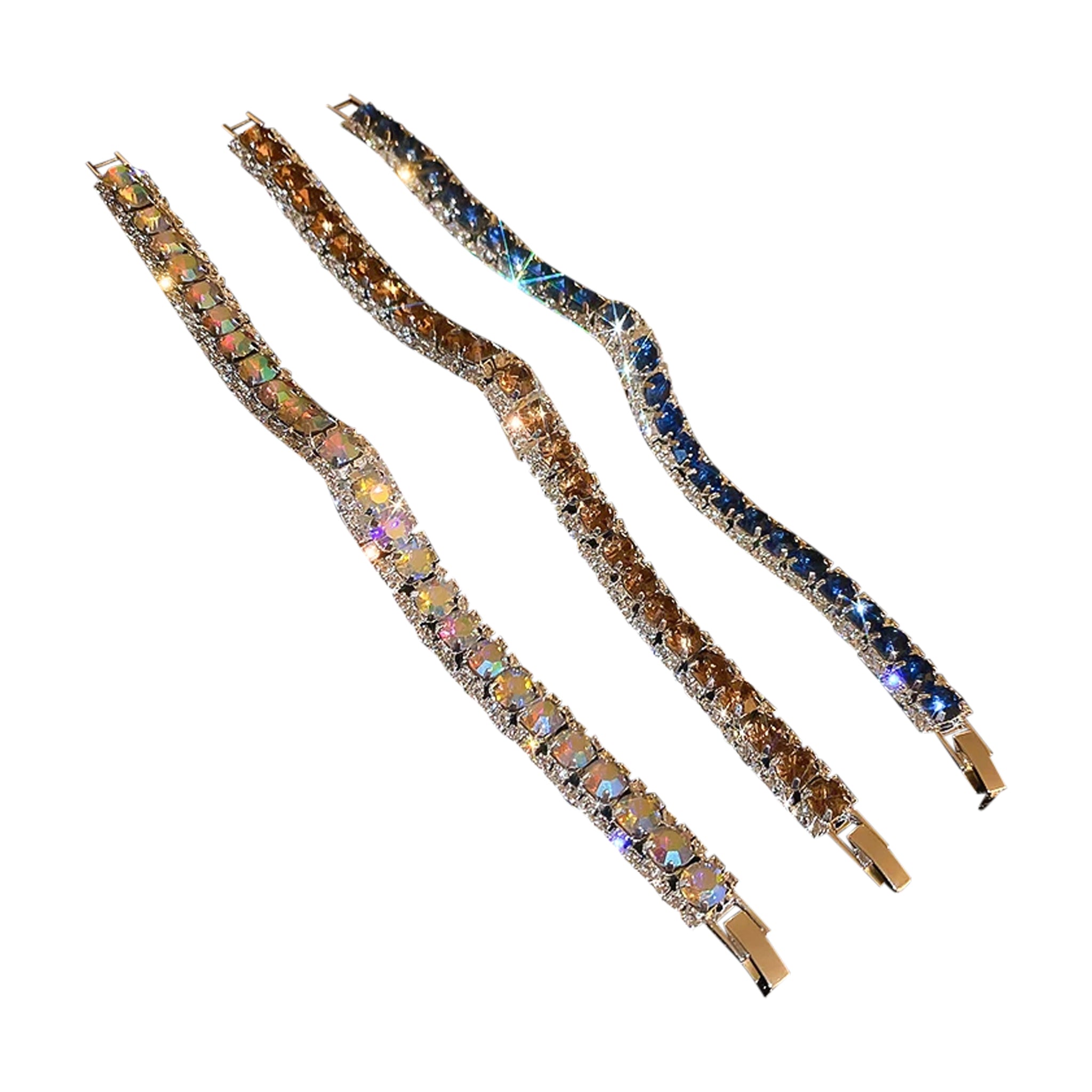Rhinestone Clasp Bracelet Elegant Women Accessory (Gold)