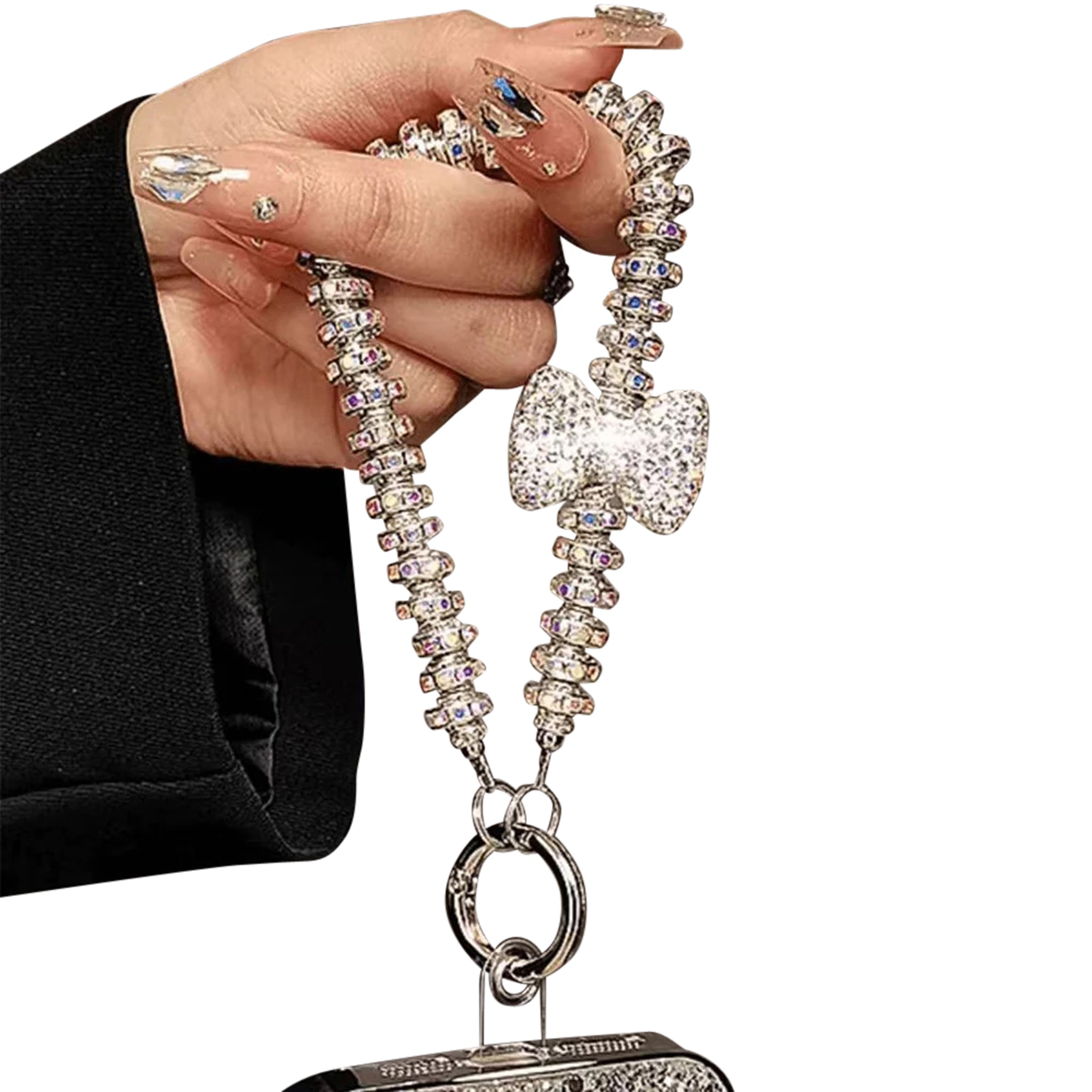 Diamond Bow Phone Lanyard Rhinestone Wrist Strap Charm.