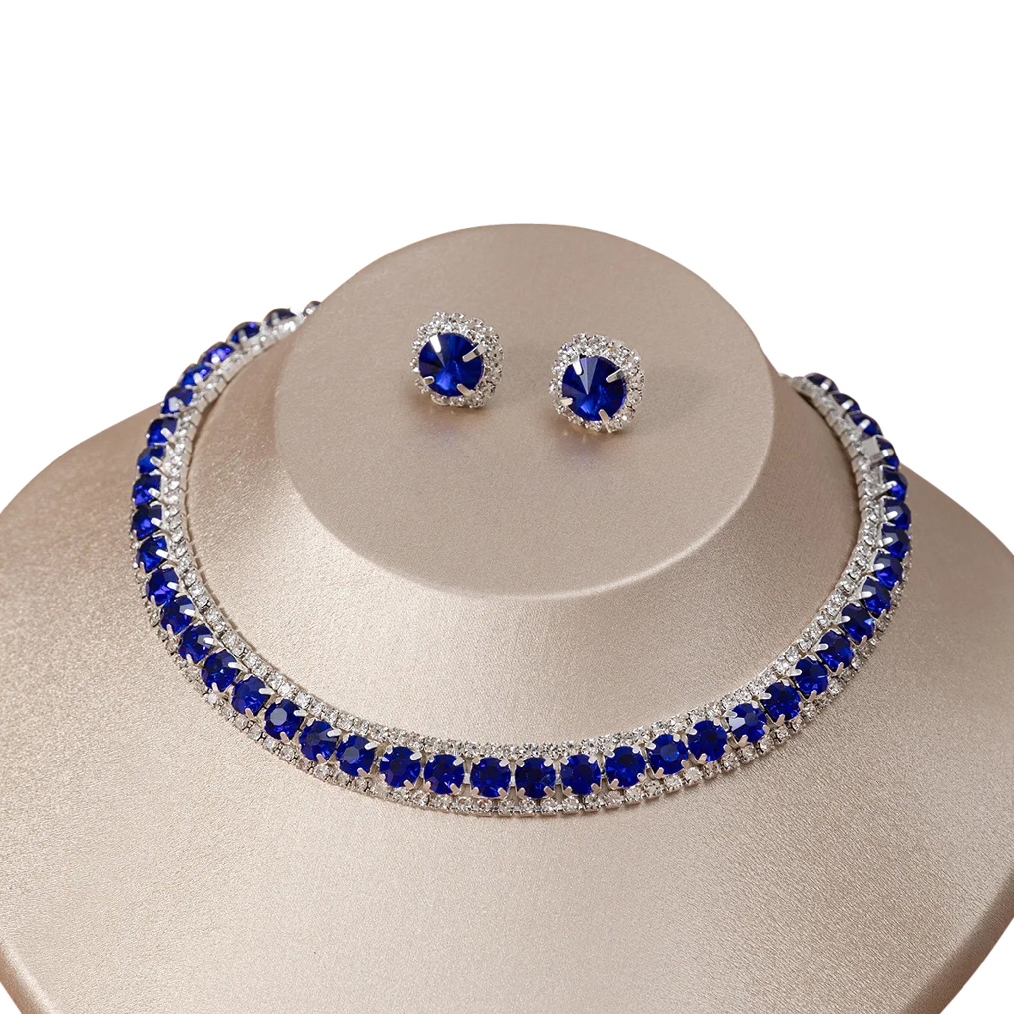 Luxury Square Necklace Earrings Set Elegant Women Jewelry (Pink)