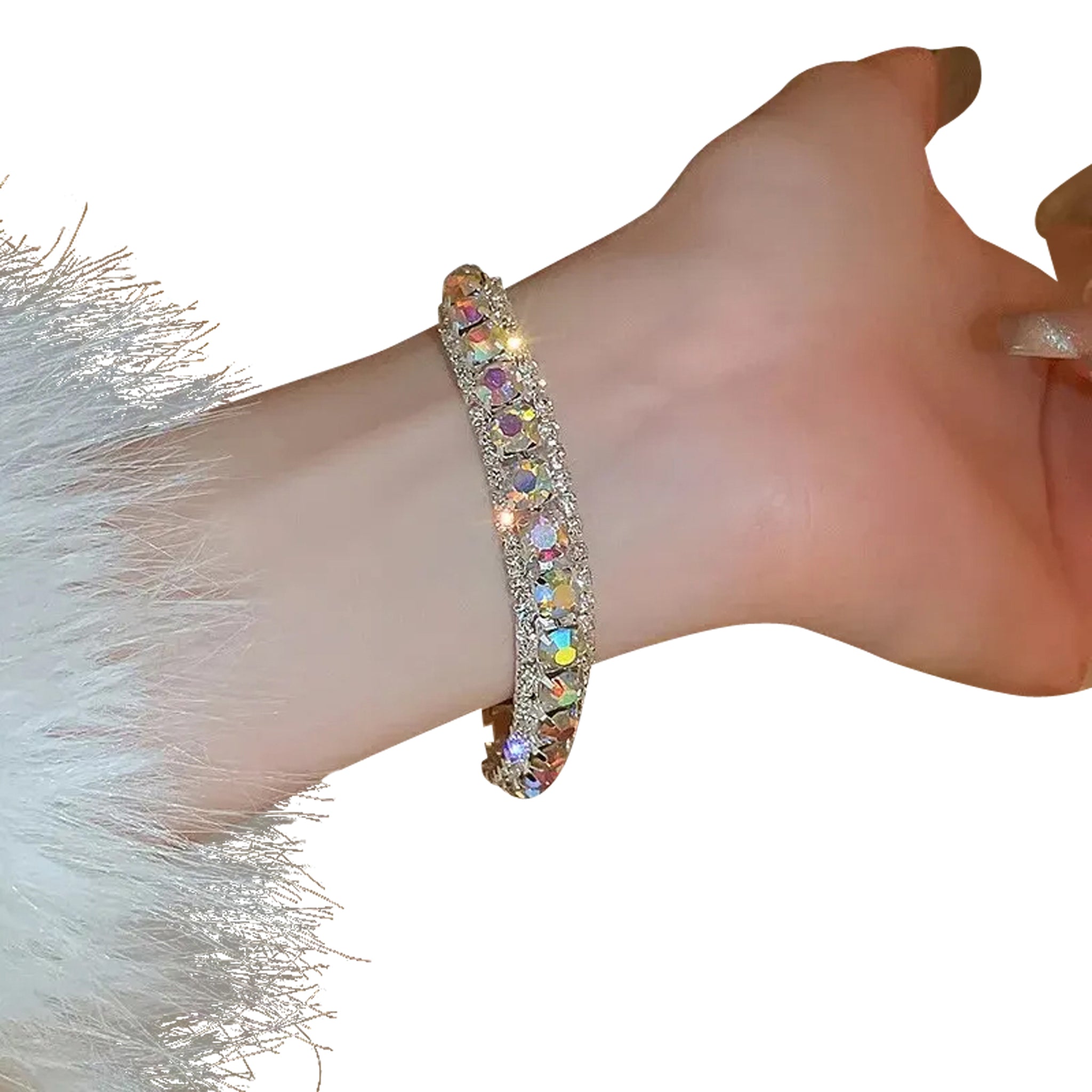 Rhinestone Clasp Bracelet Elegant Women Accessory (Gold)
