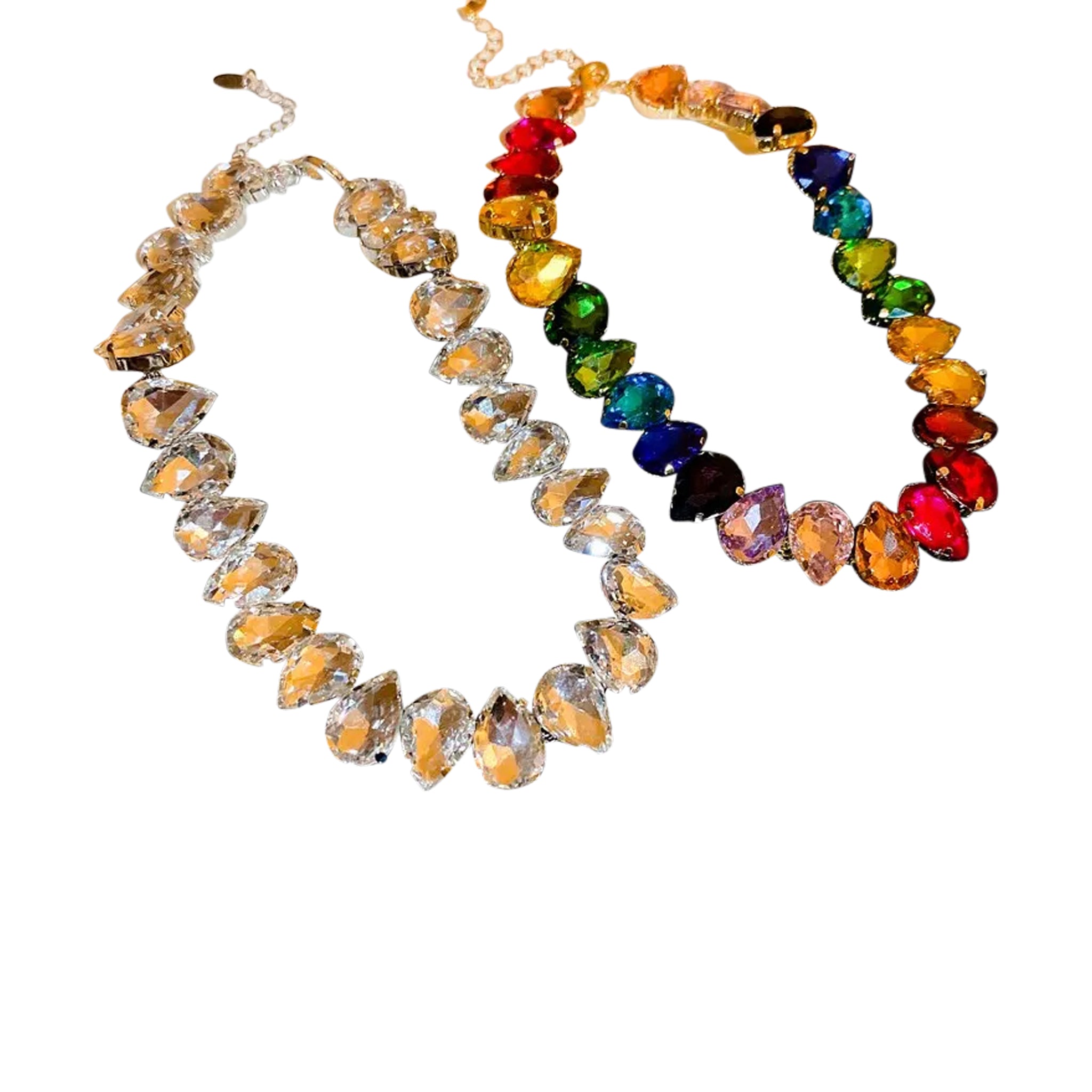 Rhinestone Water Drop Choker Women Luxury Necklace (Clear)