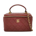 Luxury Red Leather Vanity Handbag Elegant Women Style