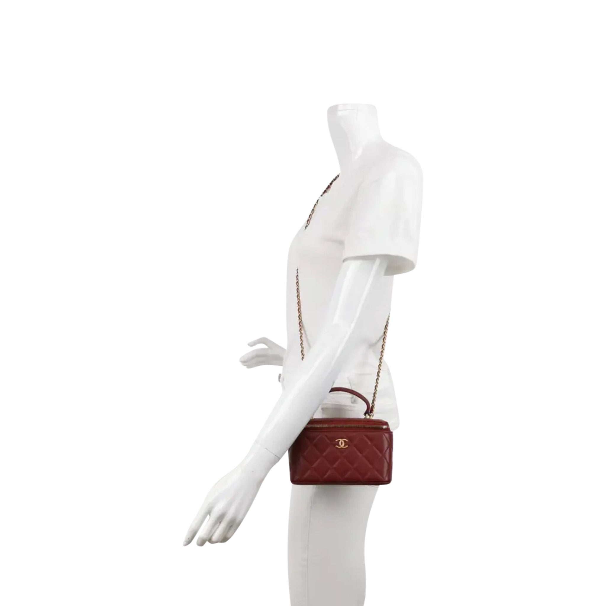 Luxury Red Leather Vanity Handbag Elegant Women Style