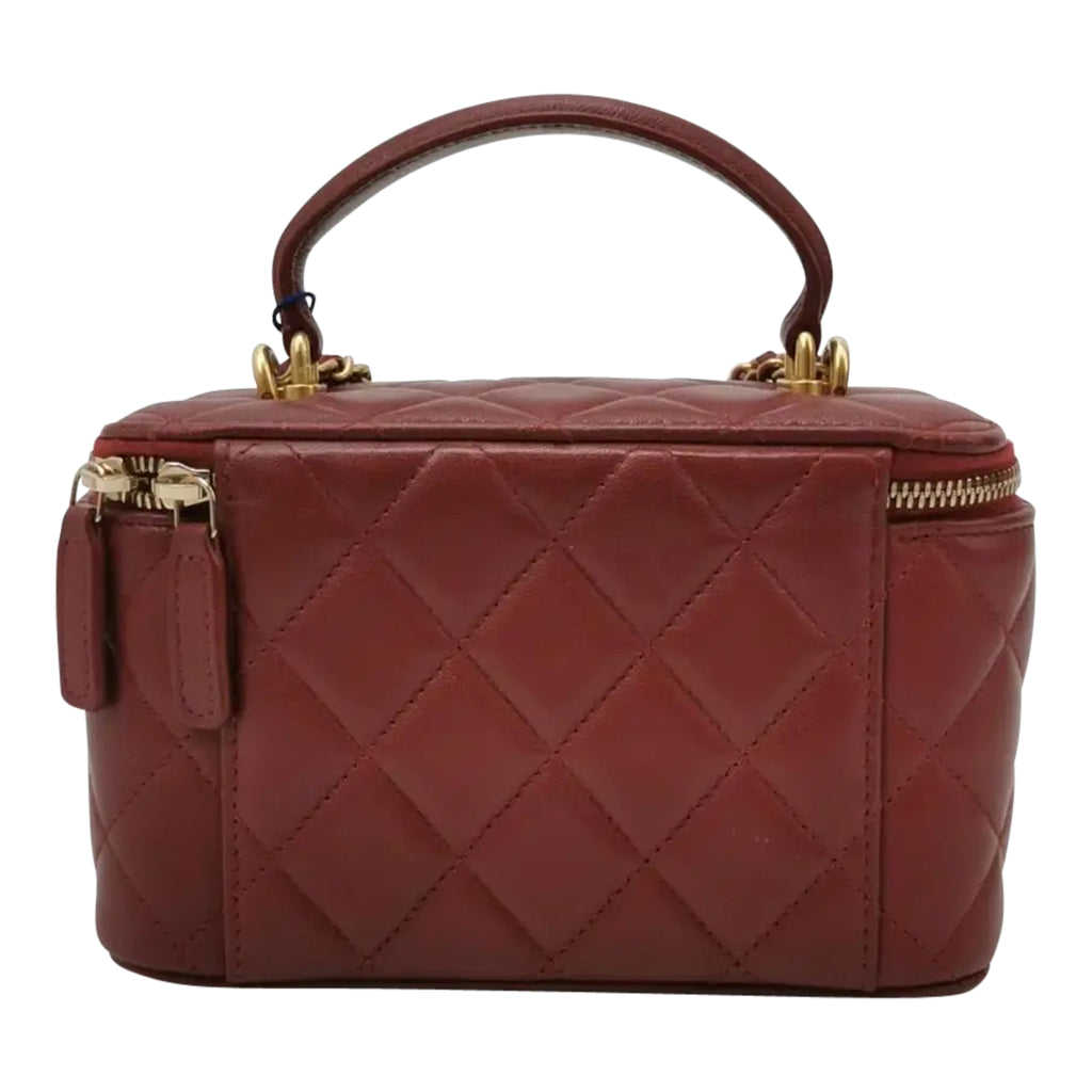 Luxury Red Leather Vanity Handbag Elegant Women Style