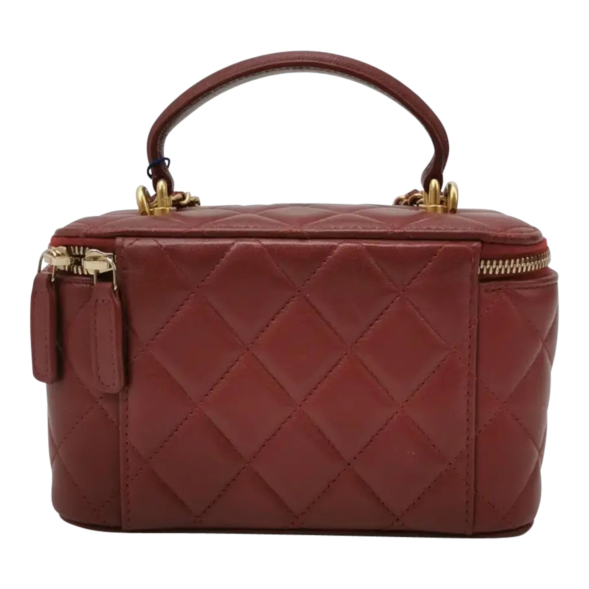 Luxury Red Leather Vanity Handbag Elegant Women Style