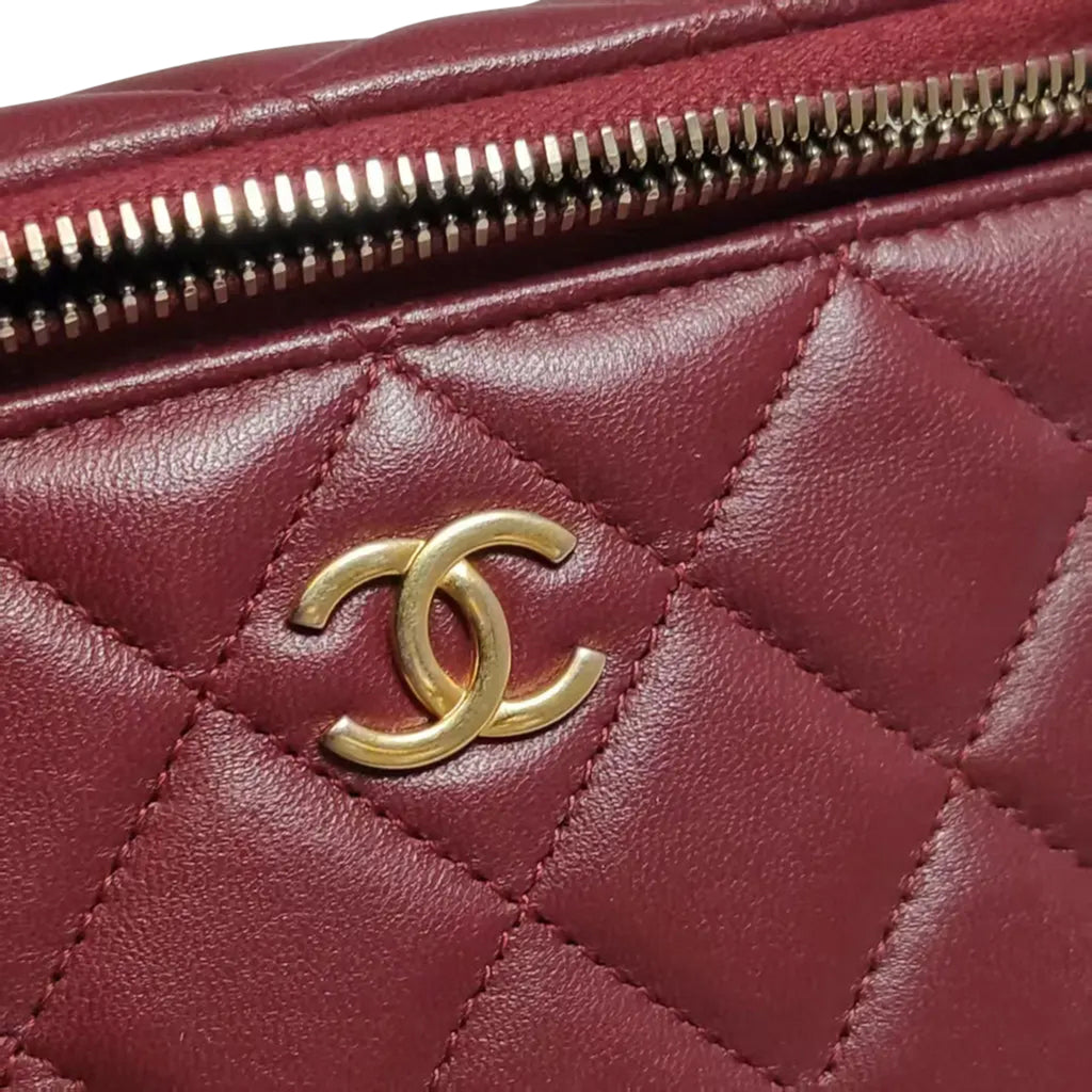 Luxury Red Leather Vanity Handbag Elegant Women Style