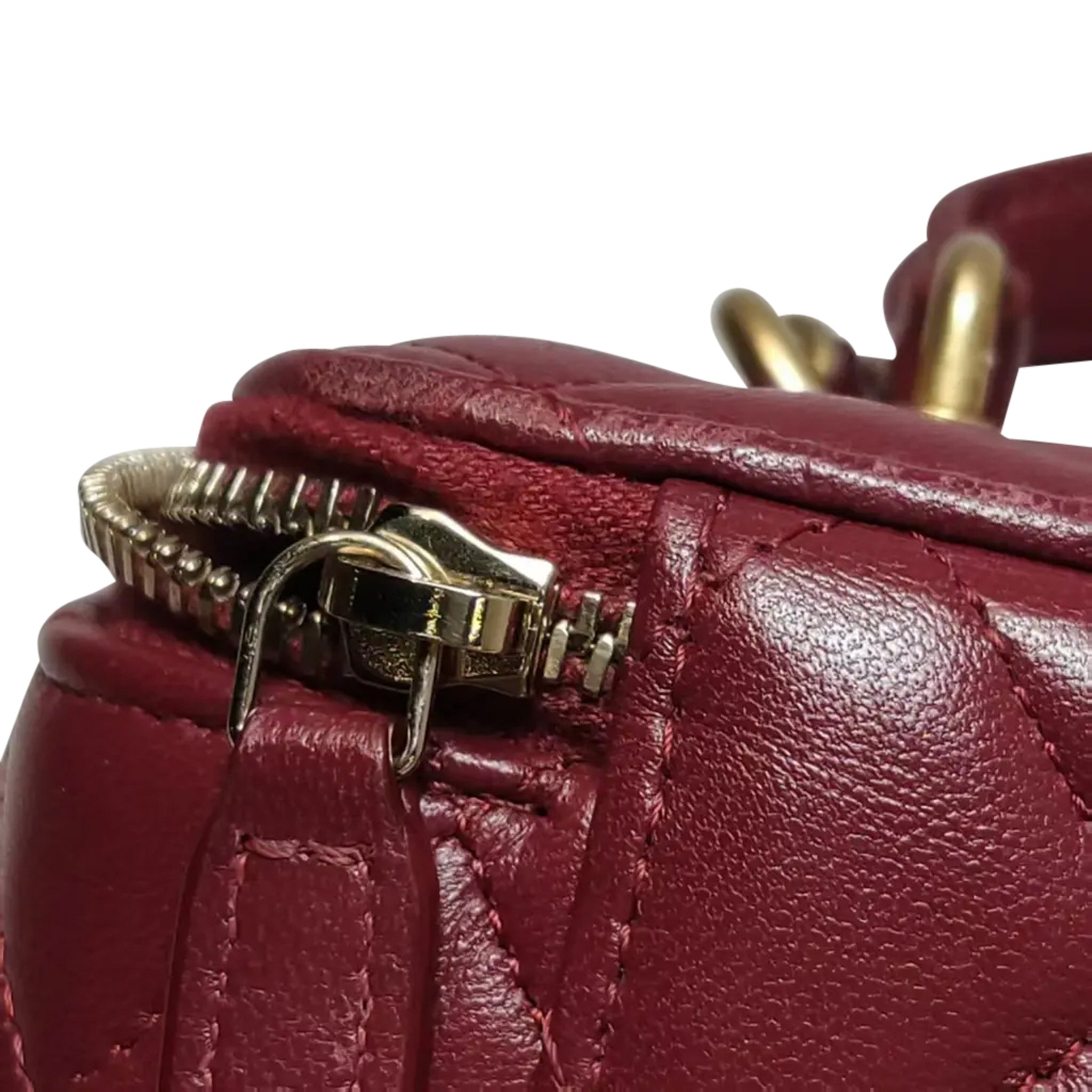Luxury Red Leather Vanity Handbag Elegant Women Style