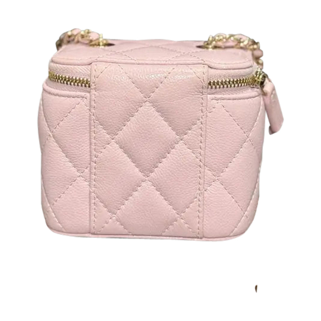 Luxury Pink Leather Vanity Handbag Elegant Women Style