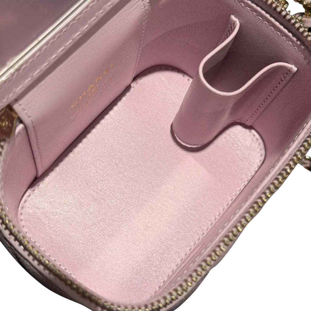 Luxury Pink Leather Vanity Handbag Elegant Women Style