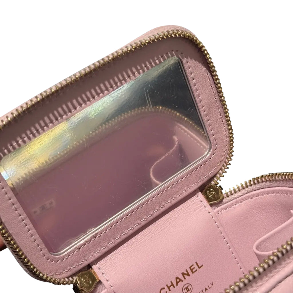 Luxury Pink Leather Vanity Handbag Elegant Women Style