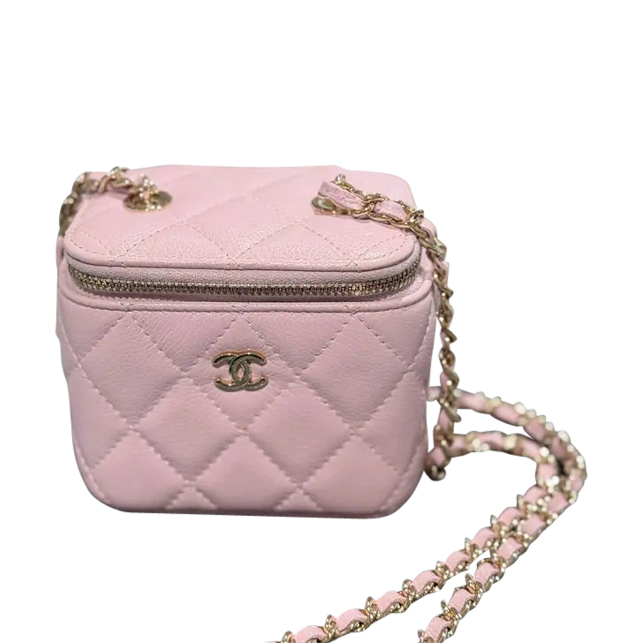 Luxury Pink Leather Vanity Handbag Elegant Women Style