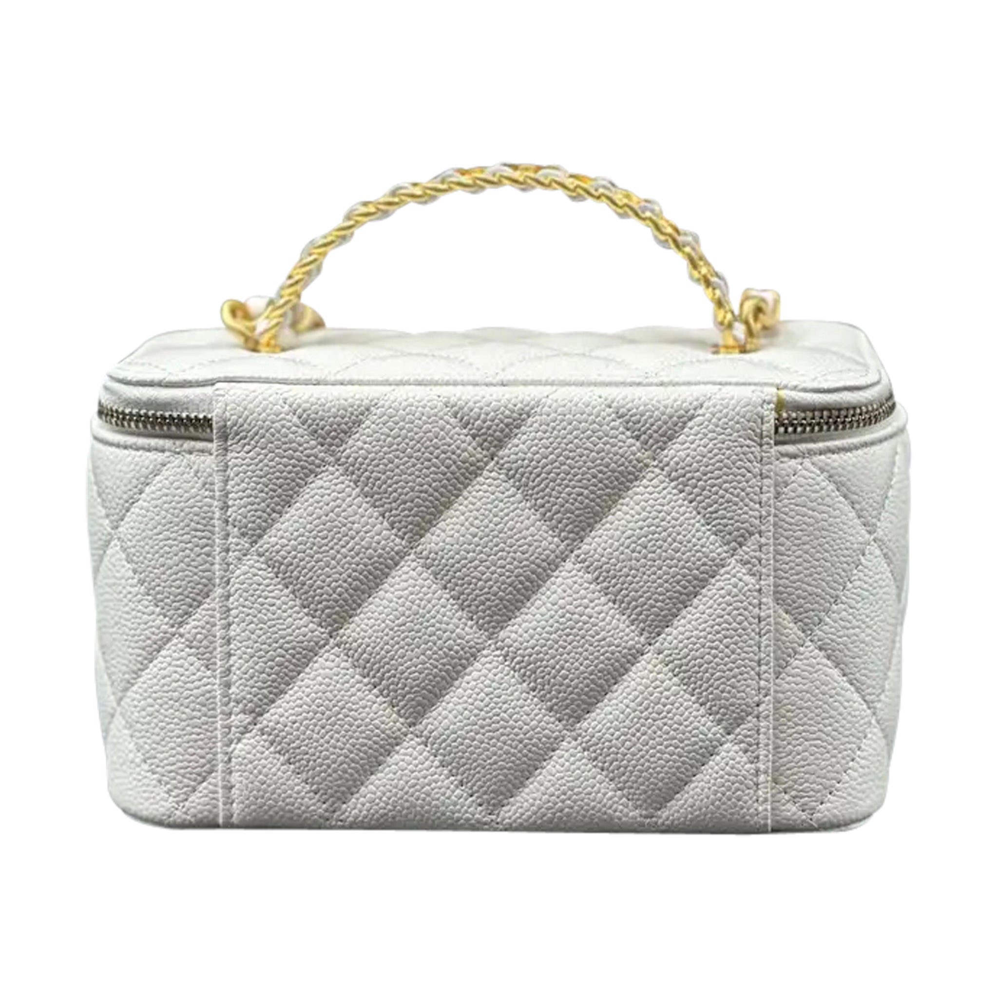 Luxury White Leather Vanity Handbag Elegant Women Style
