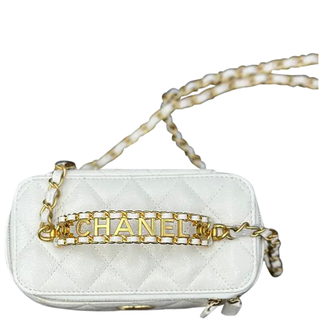 Luxury White Leather Vanity Handbag Elegant Women Style
