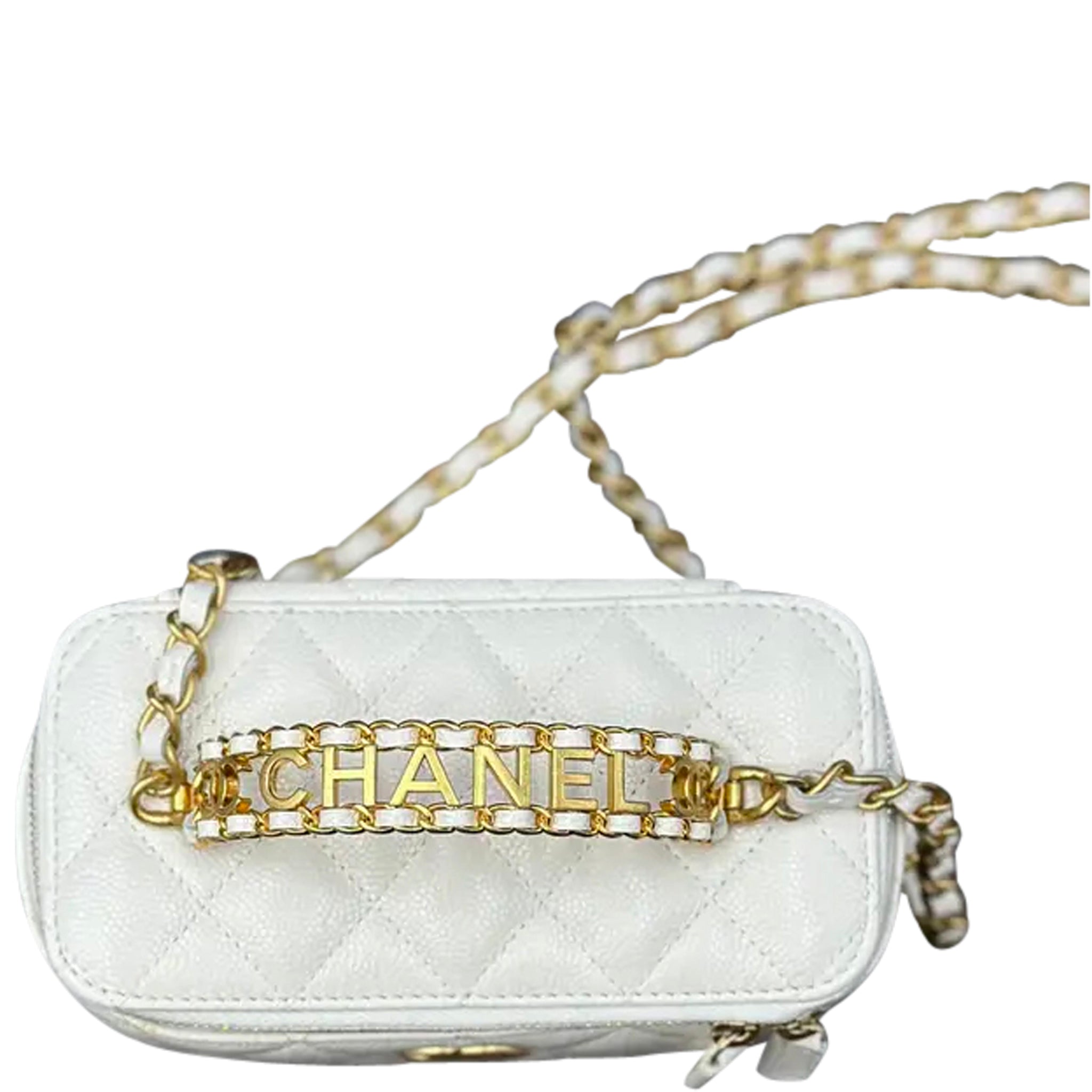 Luxury White Leather Vanity Handbag Elegant Women Style