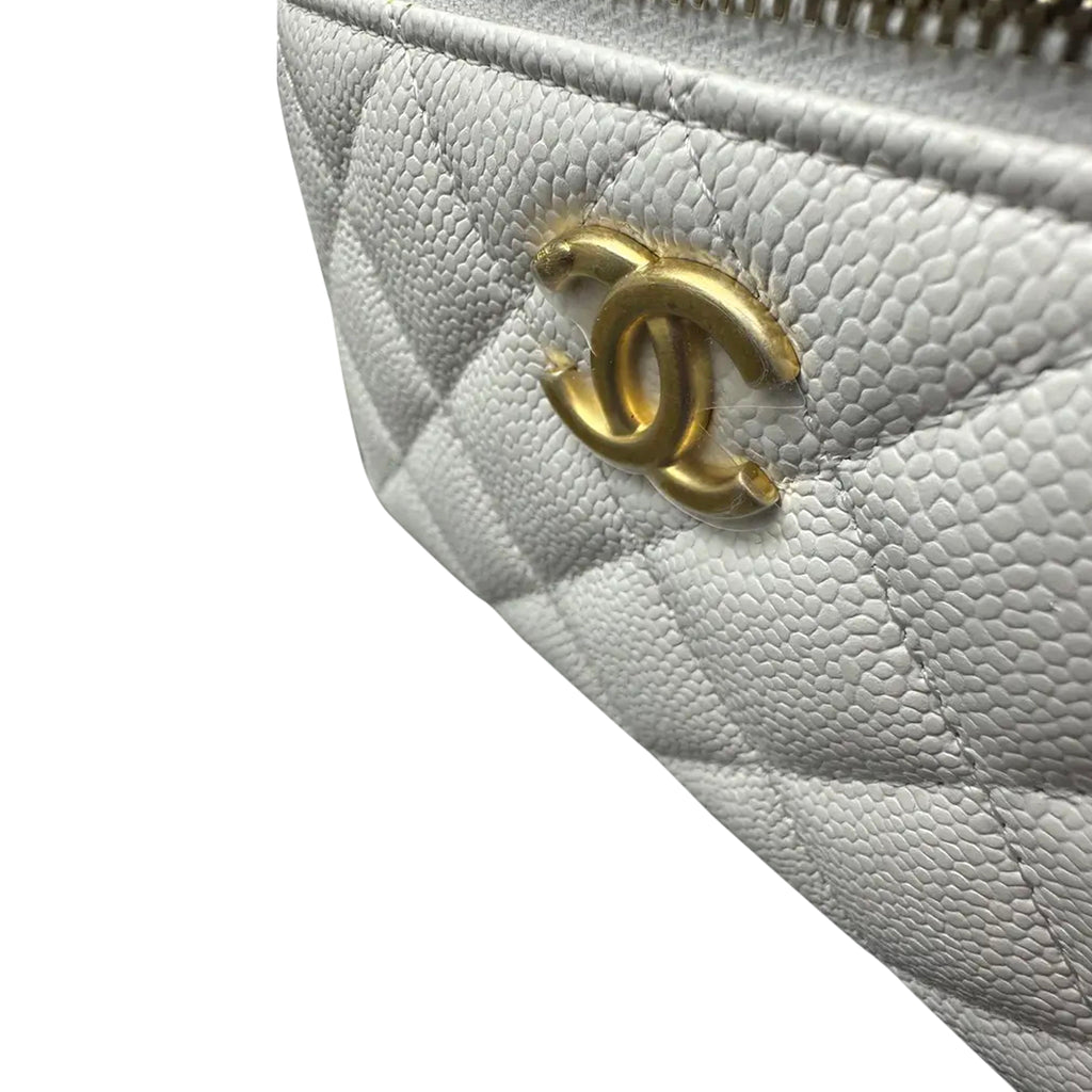 Luxury White Leather Vanity Handbag Elegant Women Style